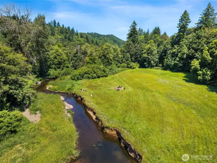 The creek area is far below the house and gardens, so you can enjoy your water front with no risk of flooding.