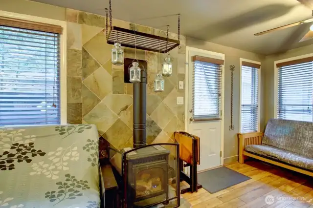Keep warm with the propane fireplace