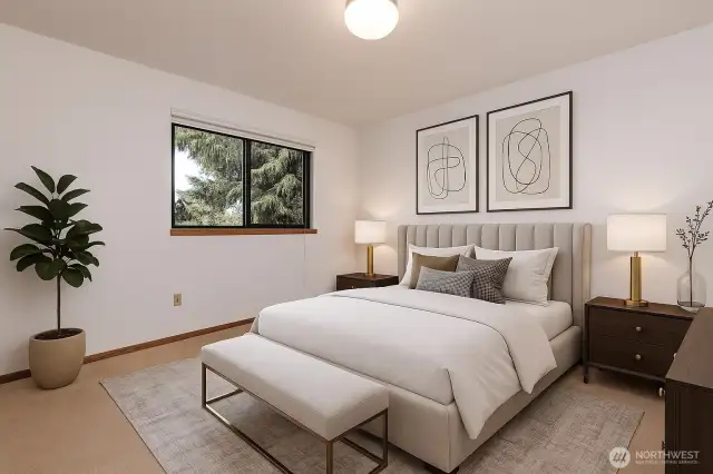 Bedroom with brand new paint. Virtually staged.