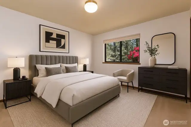 Bedroom with brand new paint. Virtually staged.