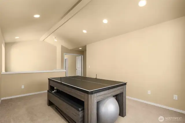 Spacious enough for games or set up as a movie area.