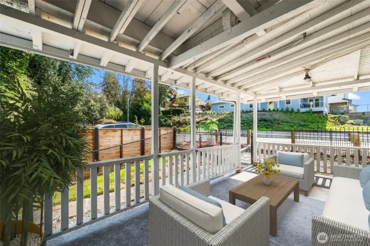 Patio is virtually staged