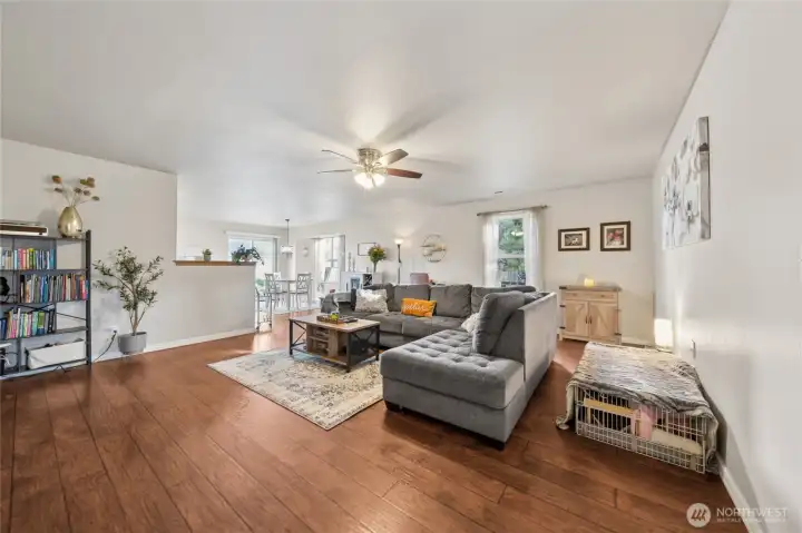 View from the entry into the large living area