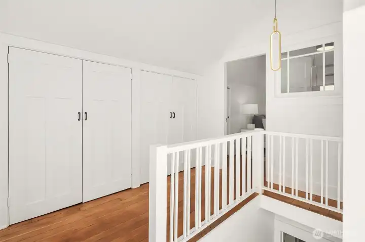 Top of stairs at 2nd floor.