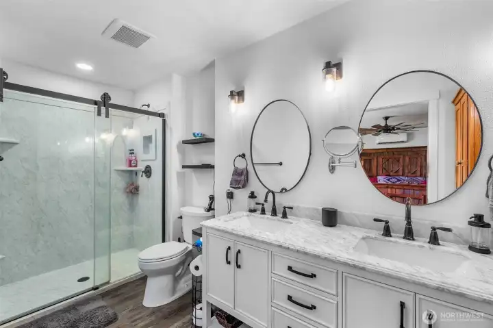 Another image of this bathroom with walk-in shower.