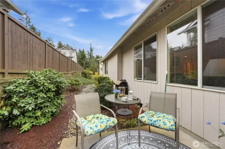 Concrete patio for outdoor entertaining or relaxing.