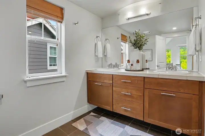 A large primary bathroom.