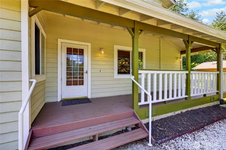 Front Door..... Note the wrap around deck that goes from front to back doors Front Door..... Note the wrap around deck that goes from front to back doors