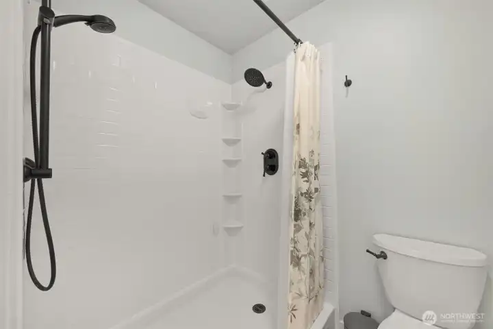 Newer XL walk-in acrylic shower with two shower heads Newer XL walk-in acrylic shower with two shower heads