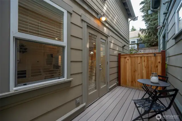 Private patio of of French doors perfect for your morning coffee or glass of Rose in the summer.