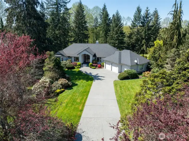 Nestled down a long driveway creates a private oasis.
