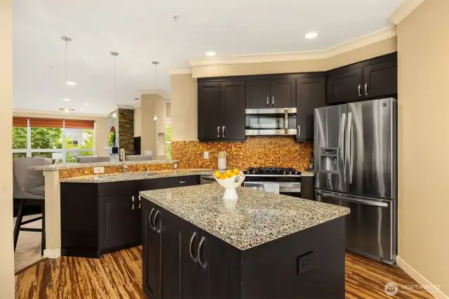 Custom cabinetry, eating bar top, stand alone island