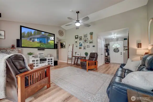 Projector on the wall stays with home.