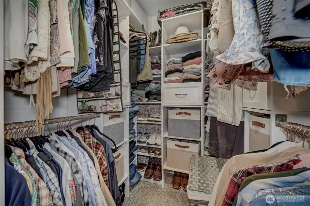 Primary closet with custom shelving