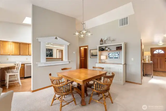 Plenty of room to entertain in this spacious dining area, open to the kitchen and living room