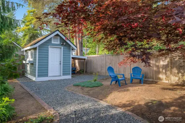 Garden shed for tools and toys.
