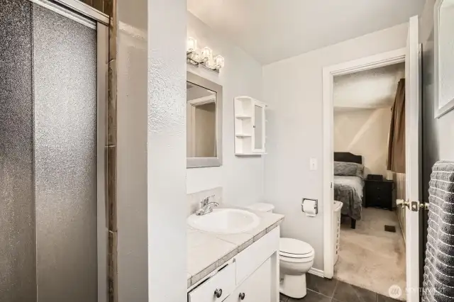 Another view of the primary bath with shower.