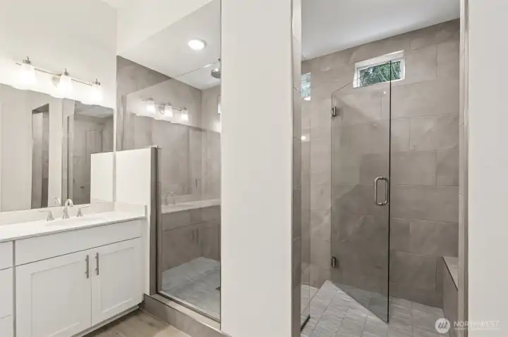 ***Actual Home *** luxurious walk-in shower and sitting area