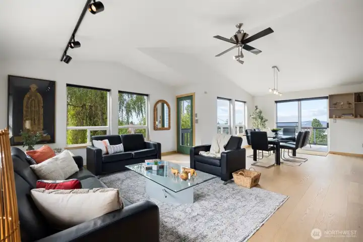 There is incredible light + new flooring & interior paint