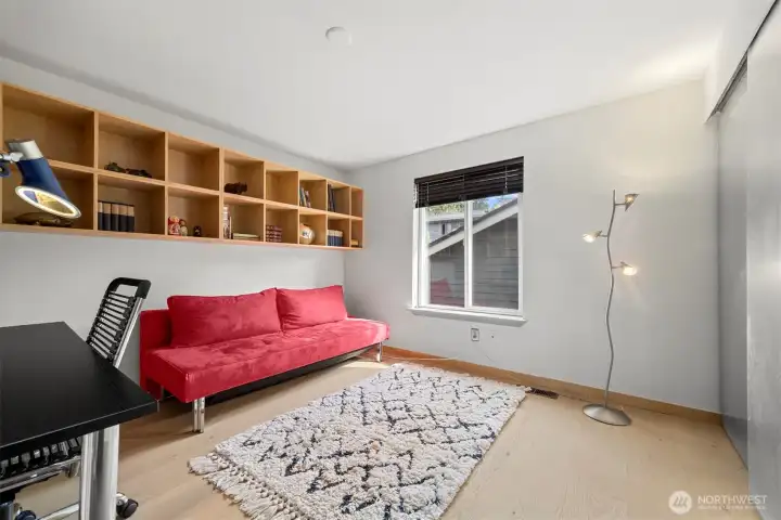 The second bedroom upstairs currently functions as an office