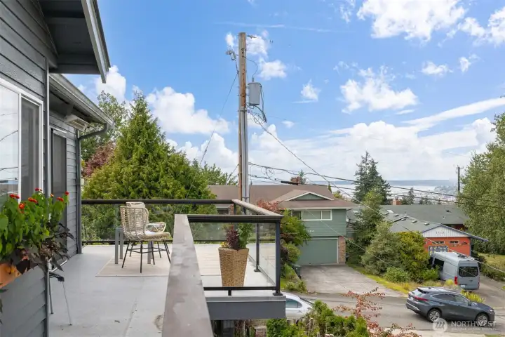You can see glimpses of Bellingham bay from the deck!