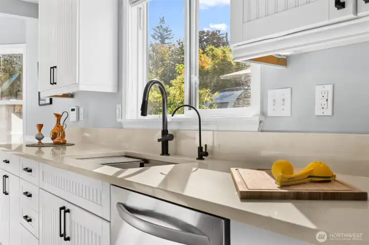 New quartz tops, sink, fixtures