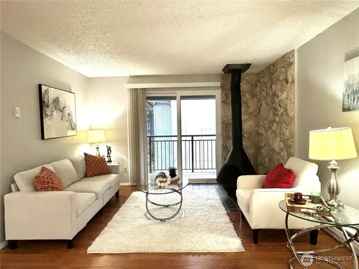 living room and fire place