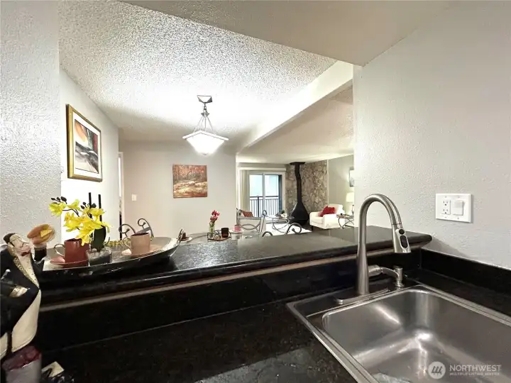 kitchen and view to dining room