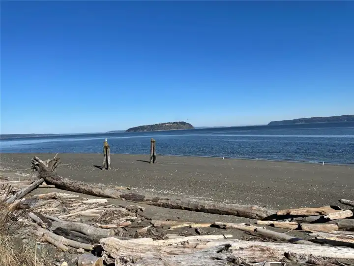 Sandy beaches, Camano Island in the back ground