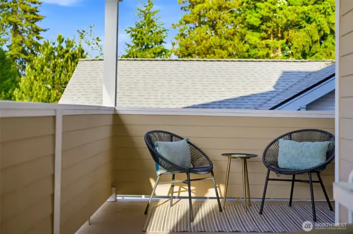 Private balcony nook — morning coffee with treetop views in one of Tacoma's most walkable neighborhoods. Private balcony nook — morning coffee with treetop views in one of Tacoma's most walkable neighborhoods.