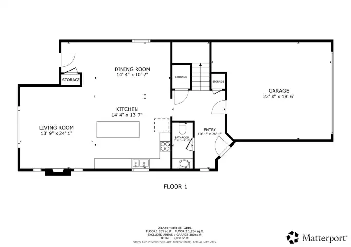 1st Floor Floorplan with dimensions (approximations only - Broker not responsible for inaccurate dimensions)