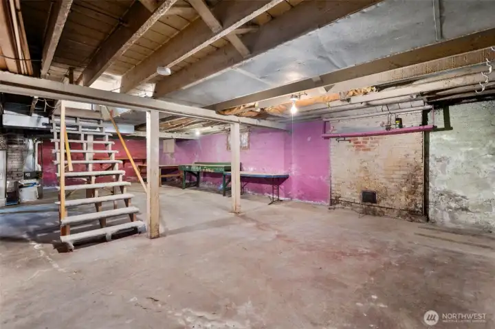 Great height in the basement to finish.  Large enough for family room, bathroom, and additional bedroom.