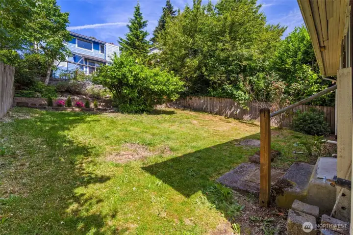Spacious backyard.
