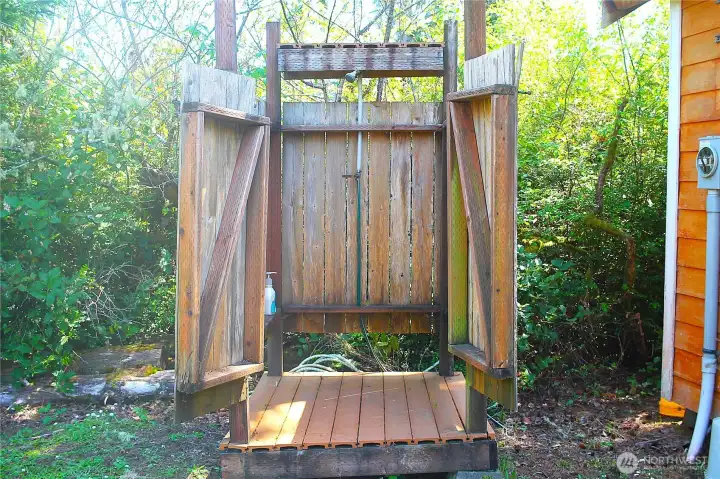 An outdoor shower.