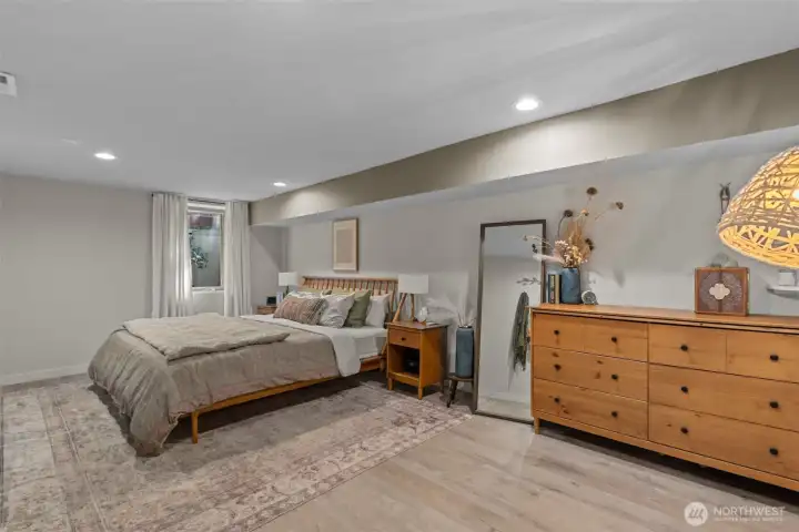 Lower floor bedroom with egress. Being used as primary