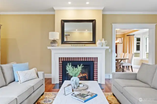 Formal living with gas fireplace