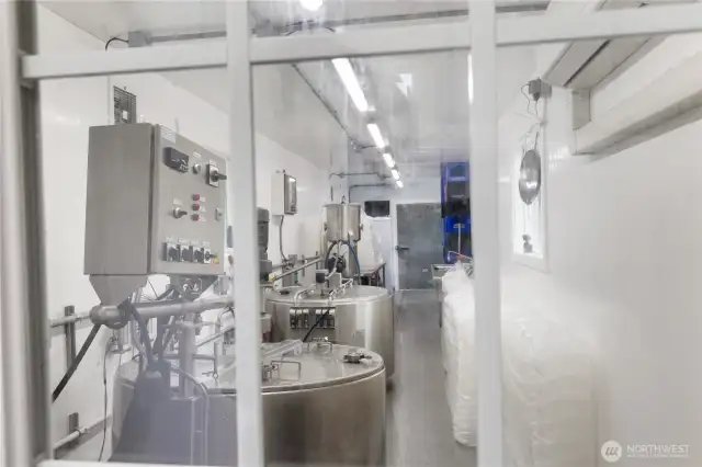 View of the efficient milk processing plant for selling organic, pasteurized milk