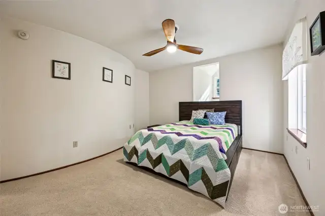 Upstairs bedroom with closet (not pictured) and dormers for all that natural light.