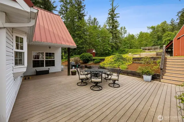 Oversized back deck ready to host the ultimate party.