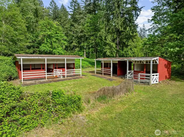 4 horse stables and hay storage!