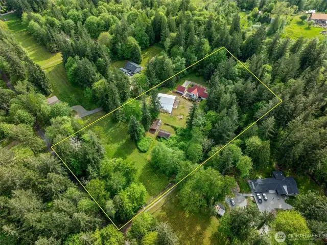 Approximate lot lines. Plenty of little trails throughout the front of the property in the woods.