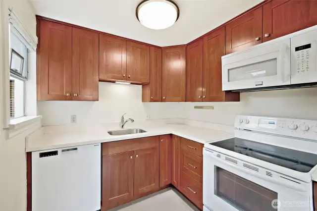 Kitchen has dishwasher and disposal