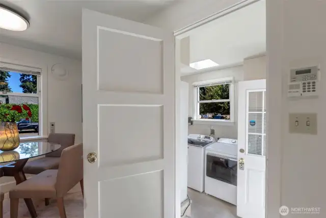 Laundry and storage room off of kitchen, washer and dryer included with sale.