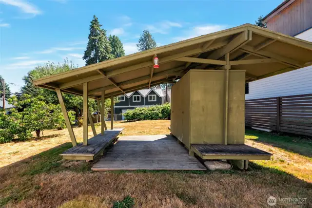 Outdoor pergola with storage