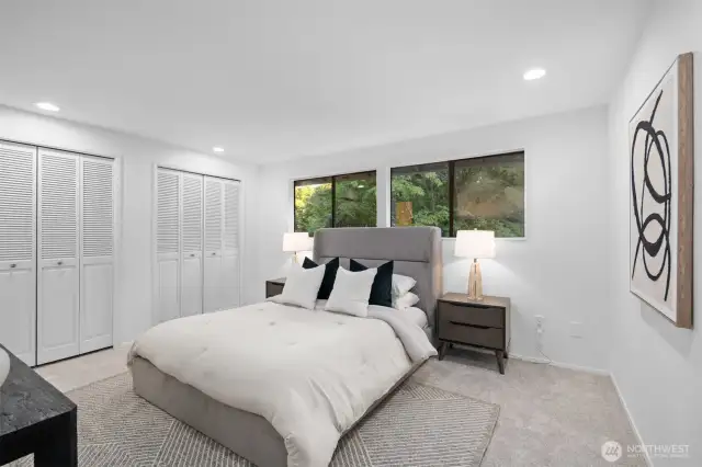 A primary bedroom spacious enough for a king bed—or any bedroom furniture you choose.