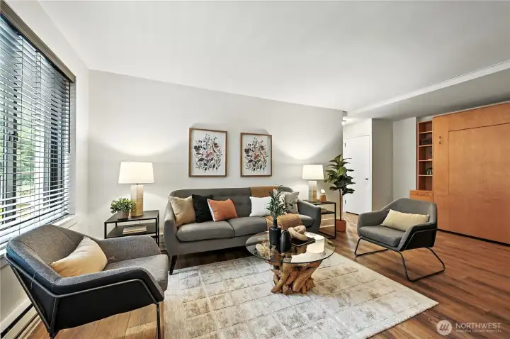 Beautifully updated & spacious one bedroom with custom Murphy bed for maximum efficient living!