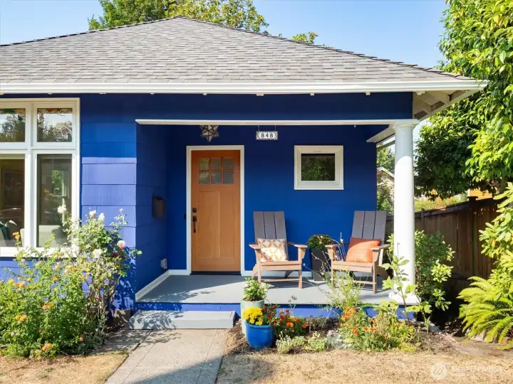Relax on your cozy front porch.