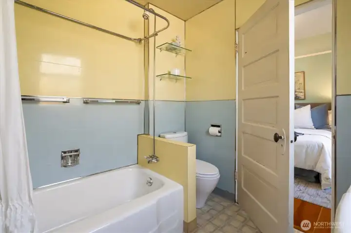 Cute vintage details in the main floor bath