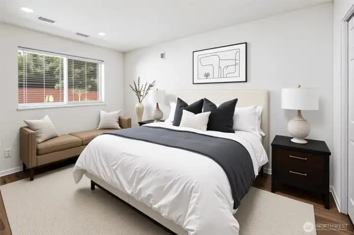 One of the upstairs bedrooms.