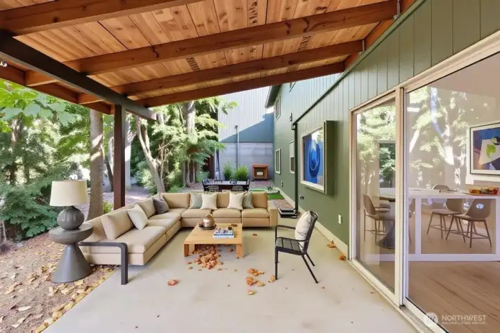 Beautiful covered deck right off the living room from the downstairs floor!